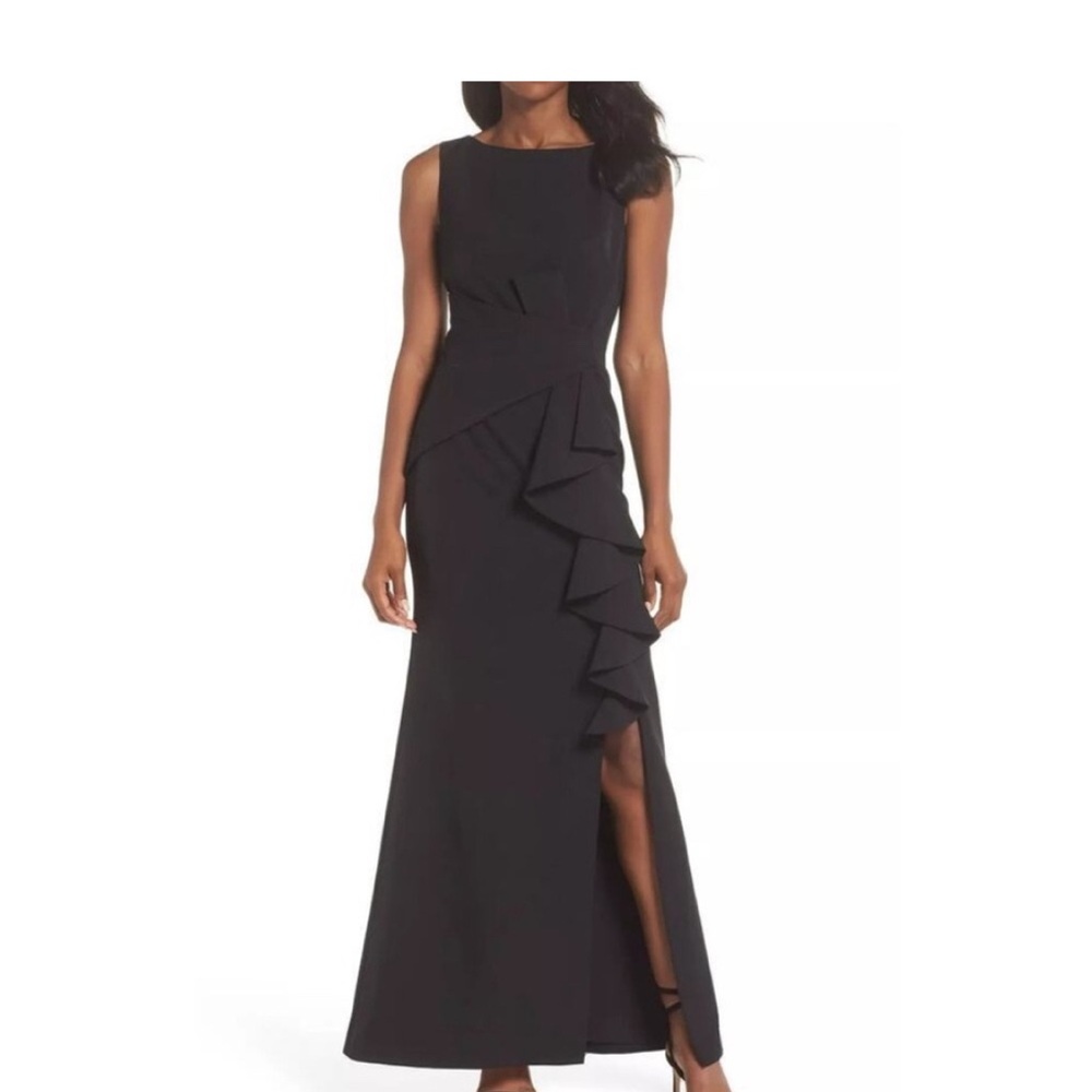 Eliza J Black Ruffle Maxi Dress